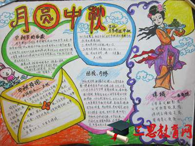 小学生中秋节手抄报:猴子捞月亮的故事